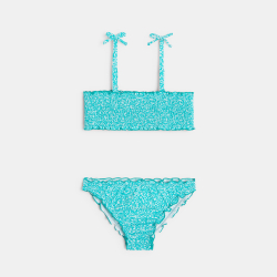 مايوه للسباحة من قطعتين باللون الأزرق ومطرز للفتيات